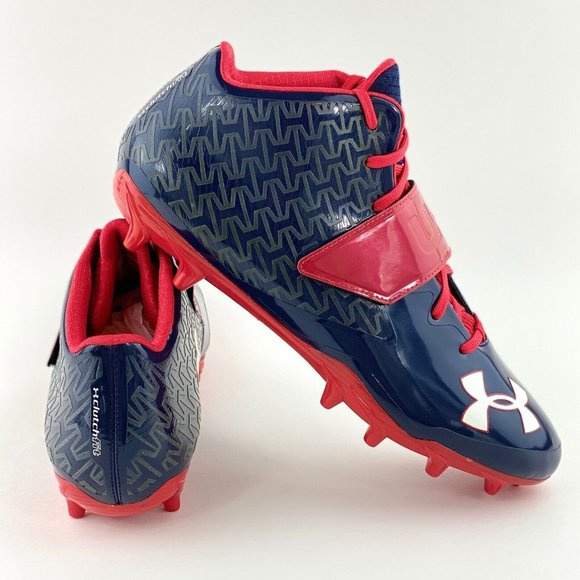 Under Armour Other - Under Armour Nitro Spine Men's Size 12.5 Football Cleats Navy Red